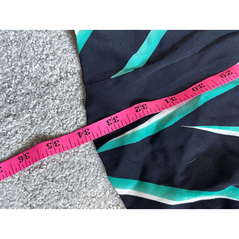Diane von Furstenberg Silk Dress 8 Black Teal Abstract Sleeveless Zip Back - Picture 5 of 9